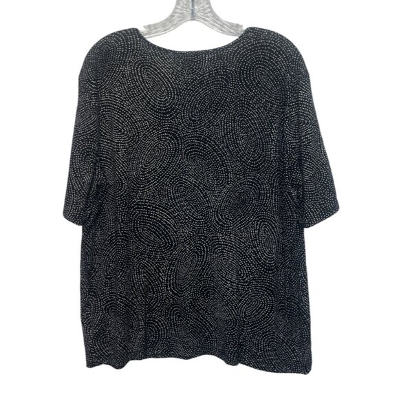 Vintage Talbots Vneck Top Woman 1X Black White New Swirl Print - Picture 2 of 10